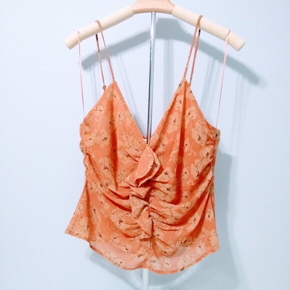 REVOLVE -ASTR -THE LABEL Ruffled Shirred Clay Floral Cami Top Size L - Picture 4 of 16